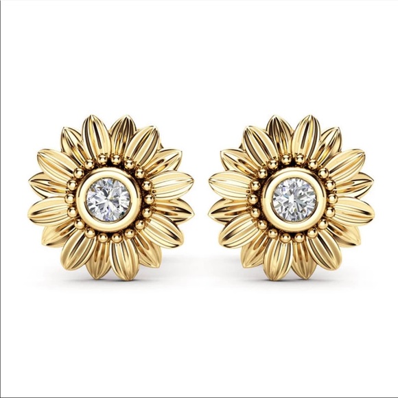 Jewelry - Gold Filled Cubic Zirconia Sunflower Earrings